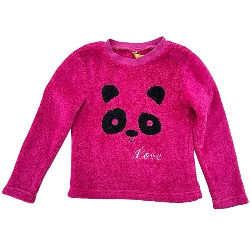 Cozy & Cute Toddler Girl Fuchsia Sweater with a Panda and the Word Love Size 2